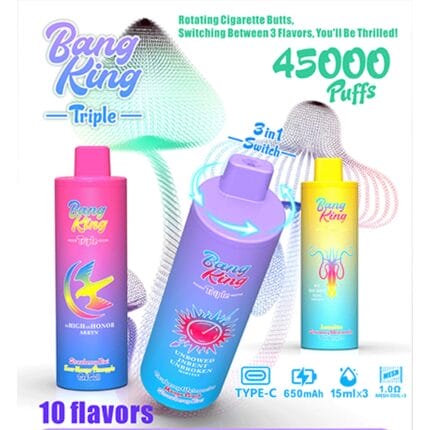 Bang King Triple 45000 45K Puffs 3 in 1 Flavors Einweg-E-Zigarette Original