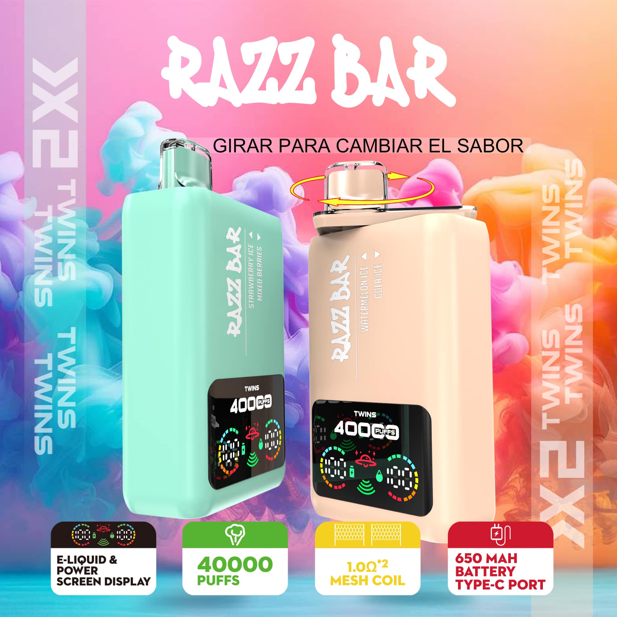 Razz Bar 40000 Puffs 650mAh Battery Razz bar 40000 puffs 650mah battery