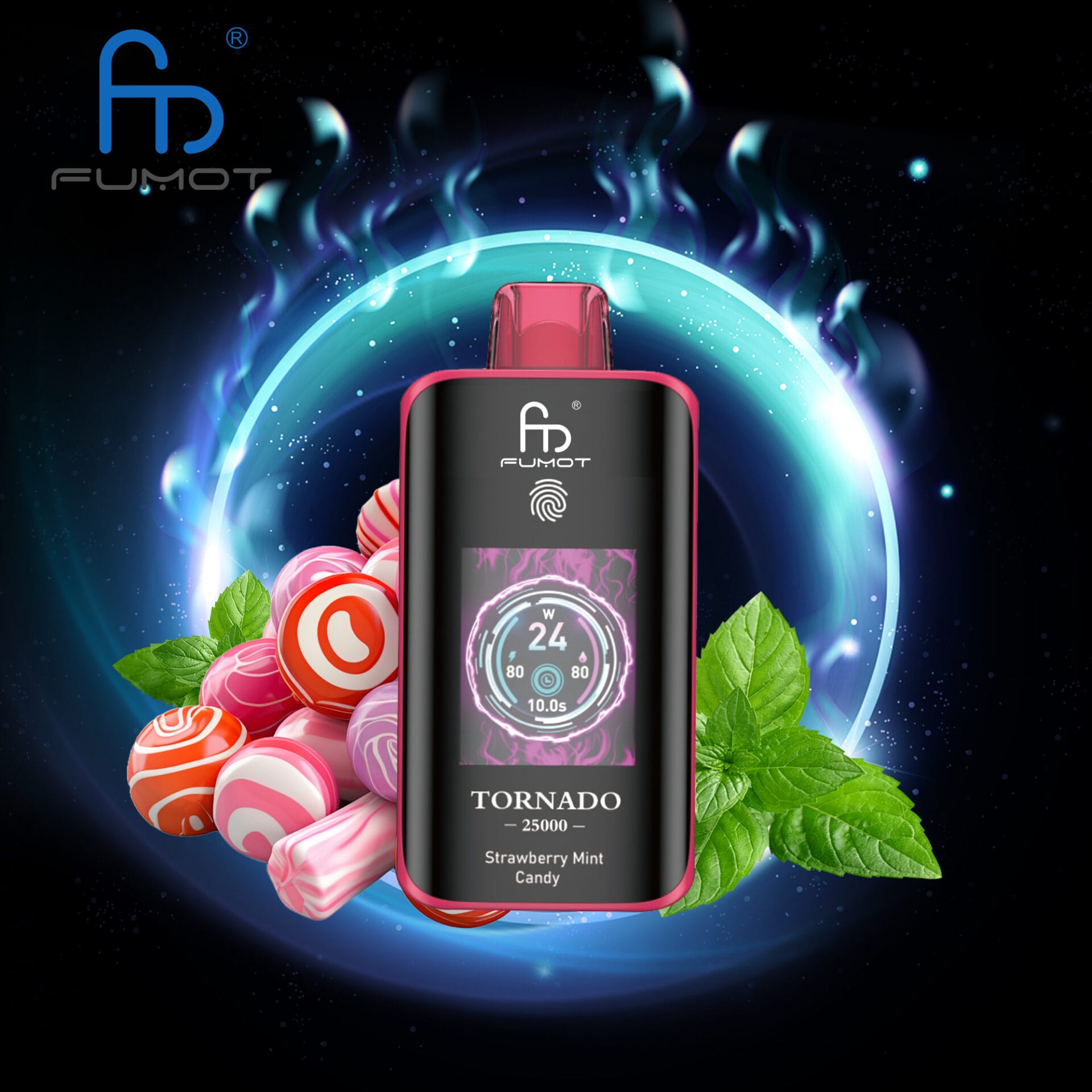 Strawberry-Mint-Candy.jpg RandM Fumot Tornado 25000 25K Puffs Dual Mesh Einweg-E-Zigaretten Original – Bild 6
