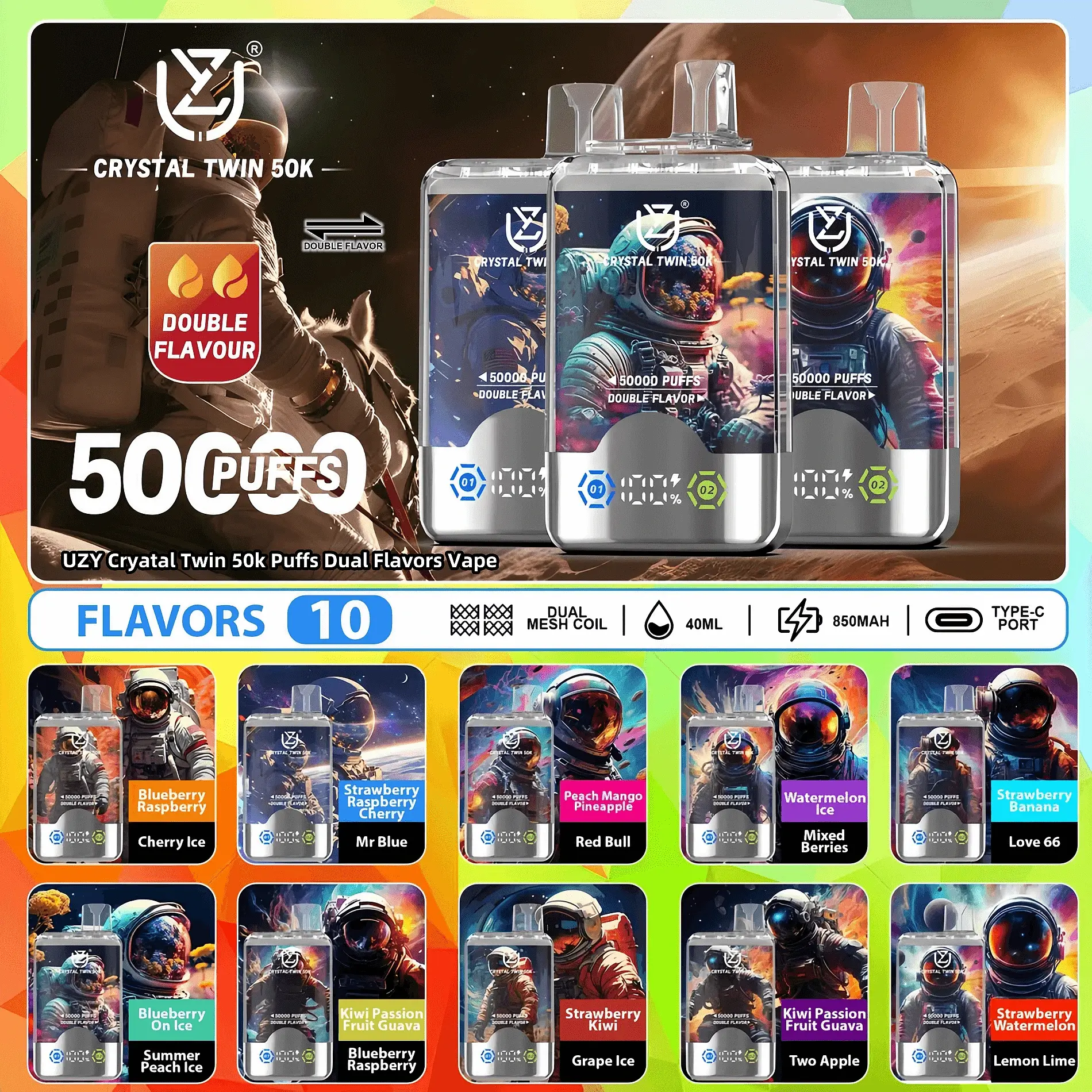 UZY Crystal Twin 50000 50K Puffs Uzy crystal twin 50000 50k puffs