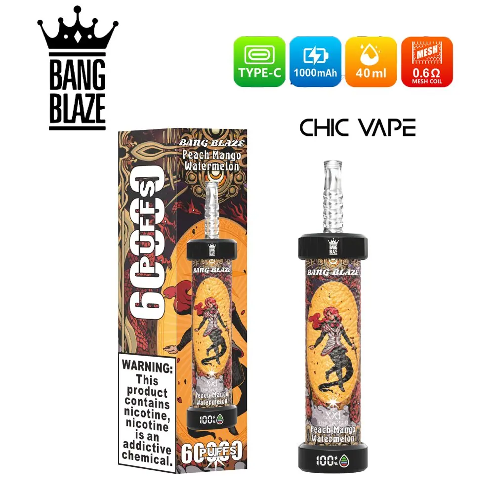 chicvape-peach-mango-watermelon.jpg.webp Bang Blaze 60000 60K Puffs DTL 60ml Einweg-E-Zigarette Original – Bild 5